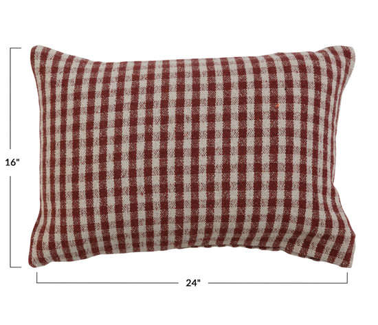 Gingham Lumbar Pillow - Rust