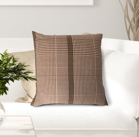 Woven Cotton Throw Pillow - Brown/Cream