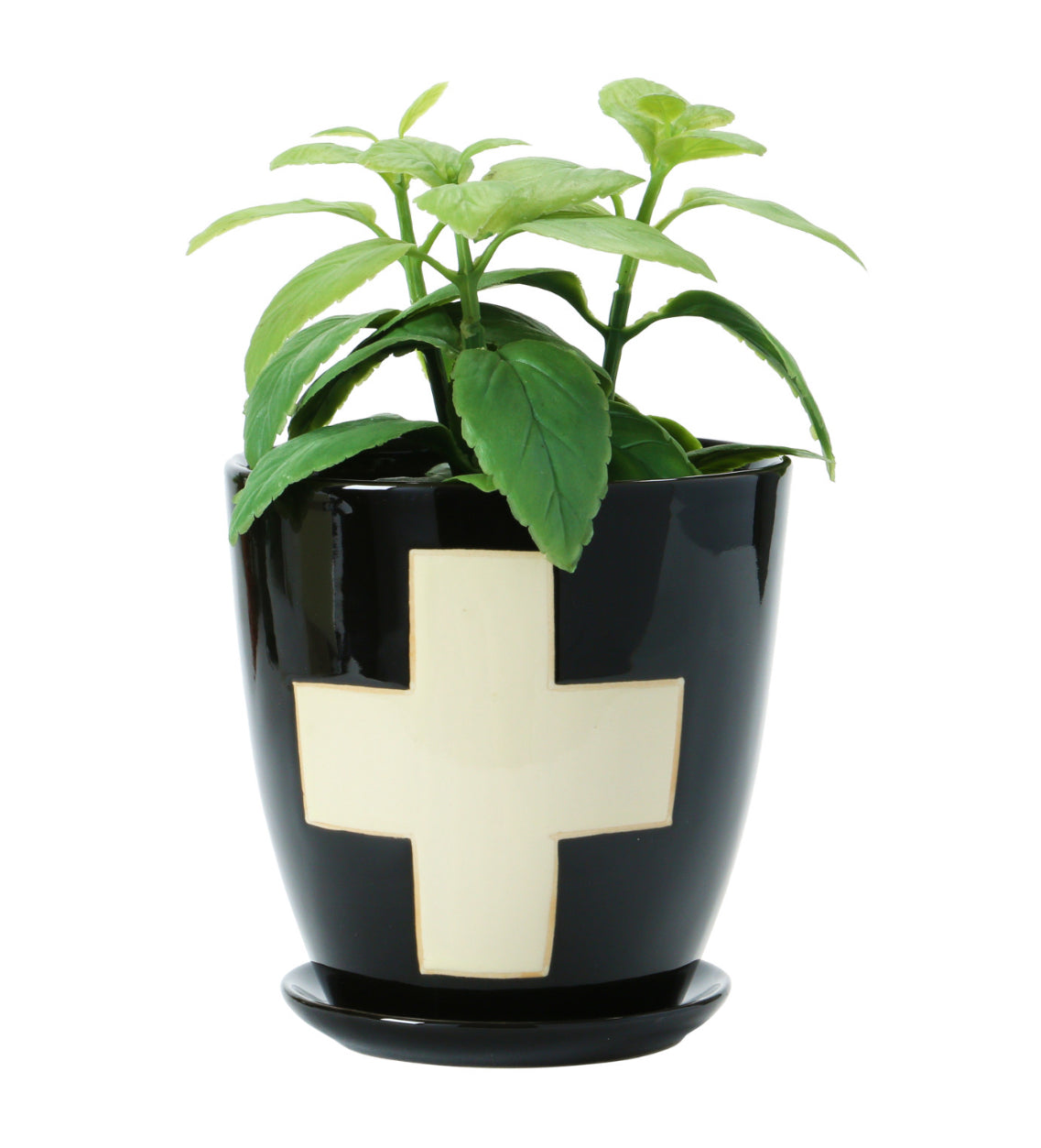 Stoneware Planter with Swiss Cross