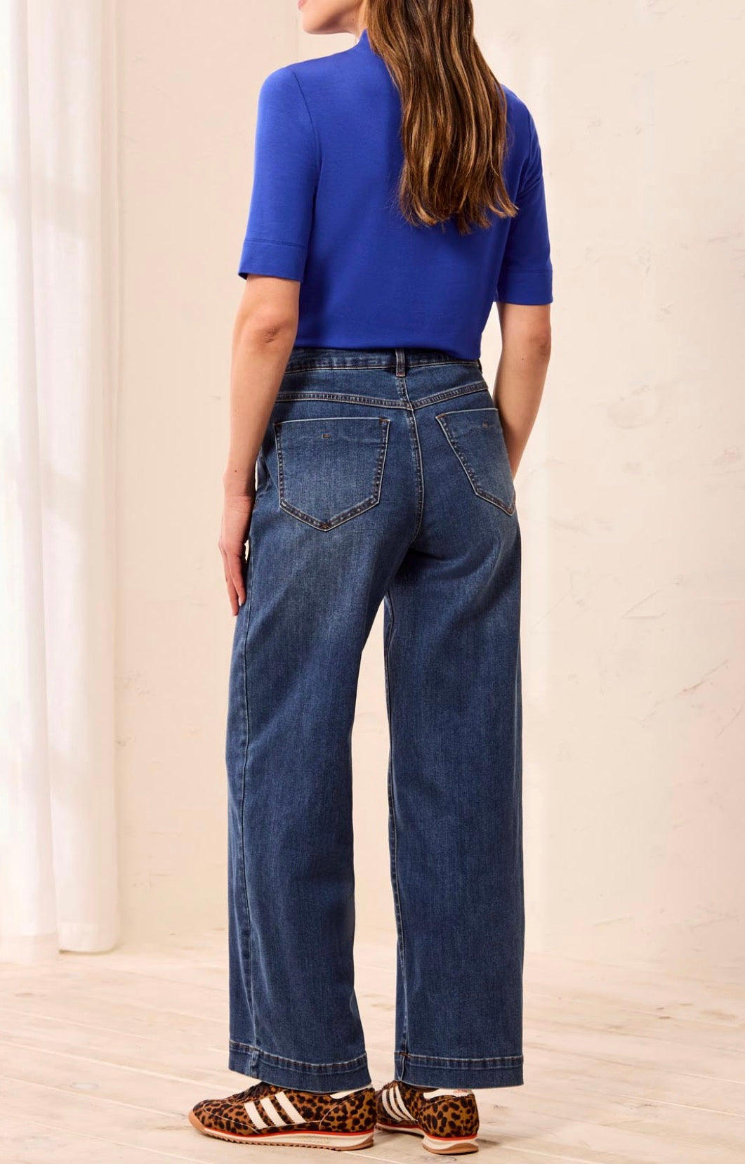 Audrey Button Fly Cropped Denim - Dusk