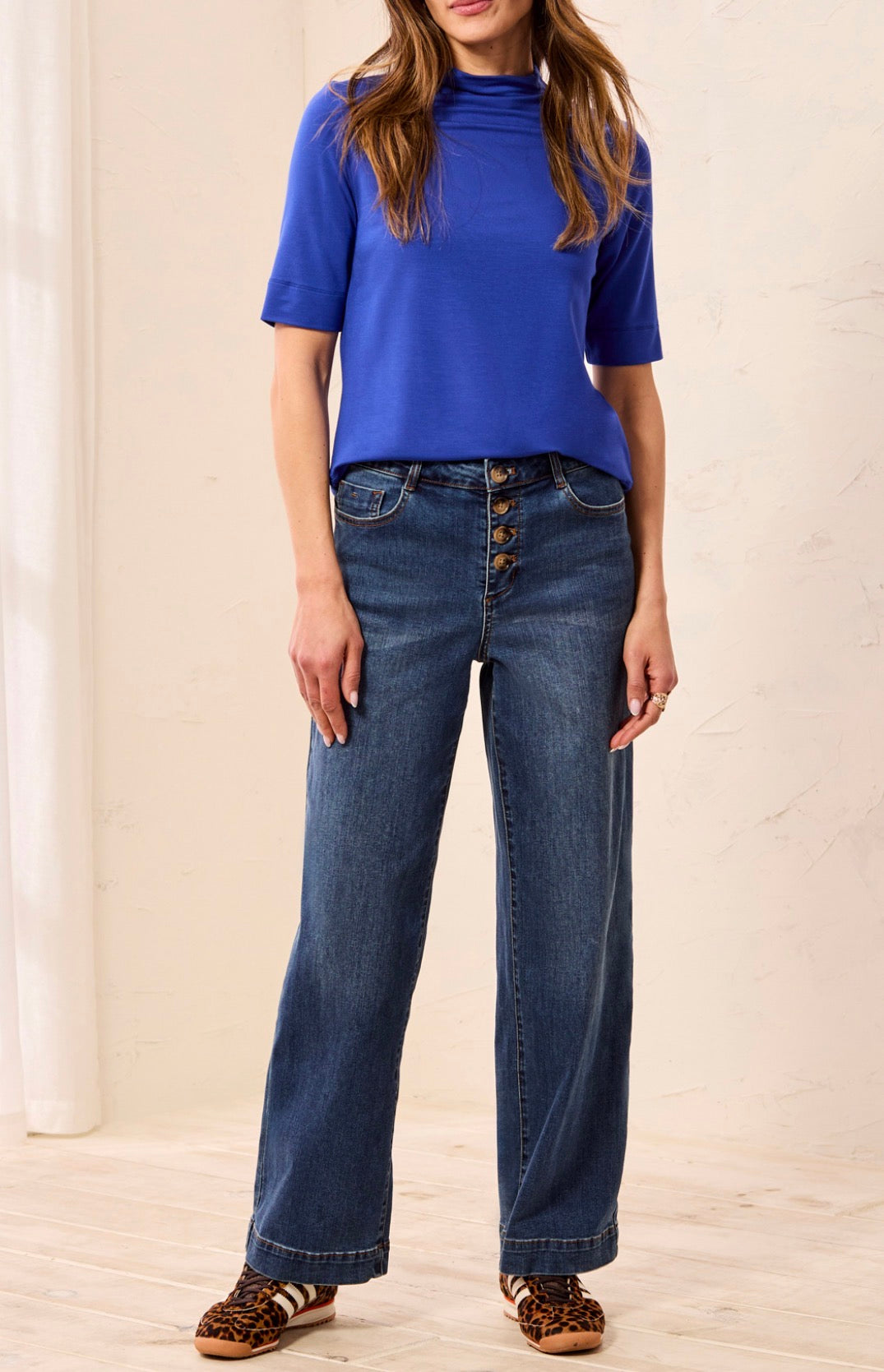 Audrey Button Fly Cropped Denim - Dusk