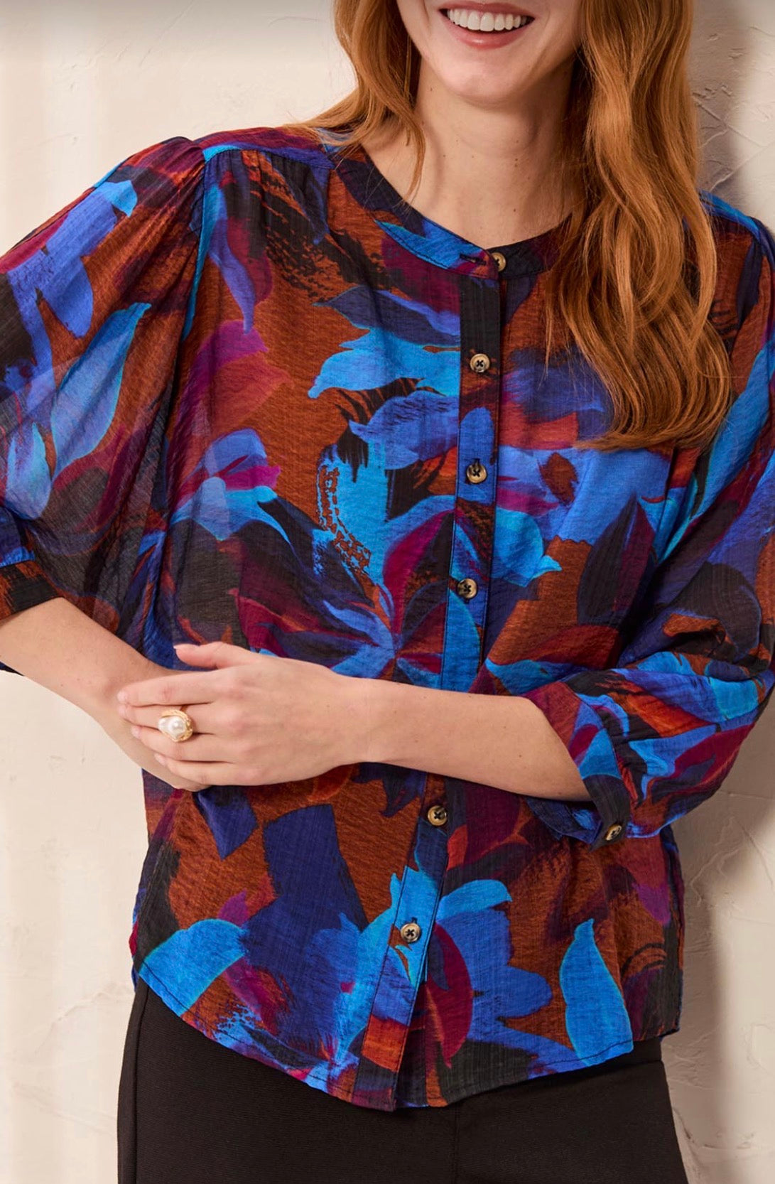 Flowy Dolman Sleeve Top - Sharp Blue