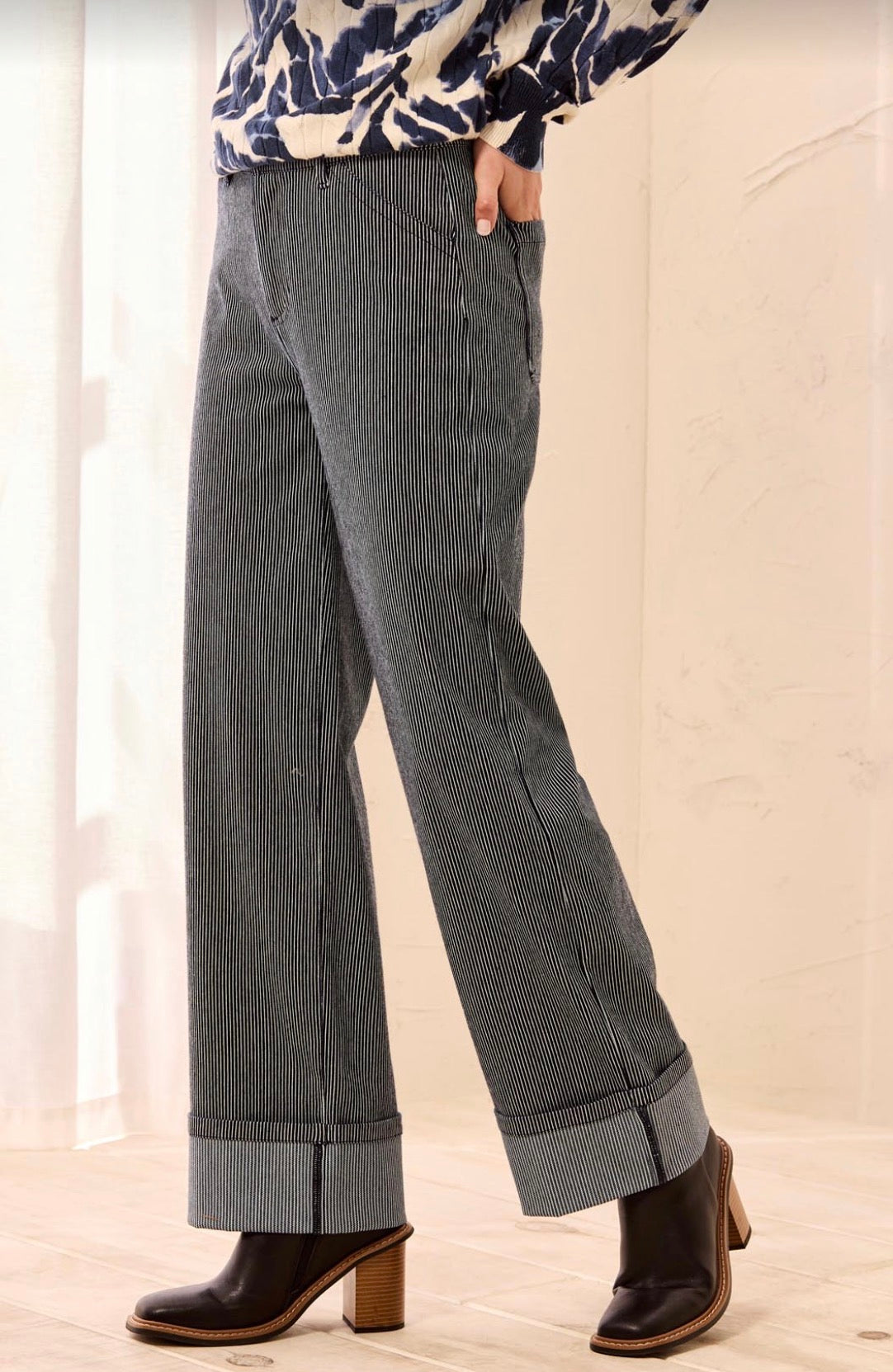 Ankle Pants with Wide Cuff - Sapphire