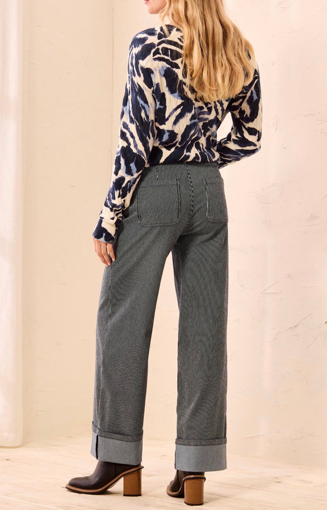 Ankle Pants with Wide Cuff - Sapphire