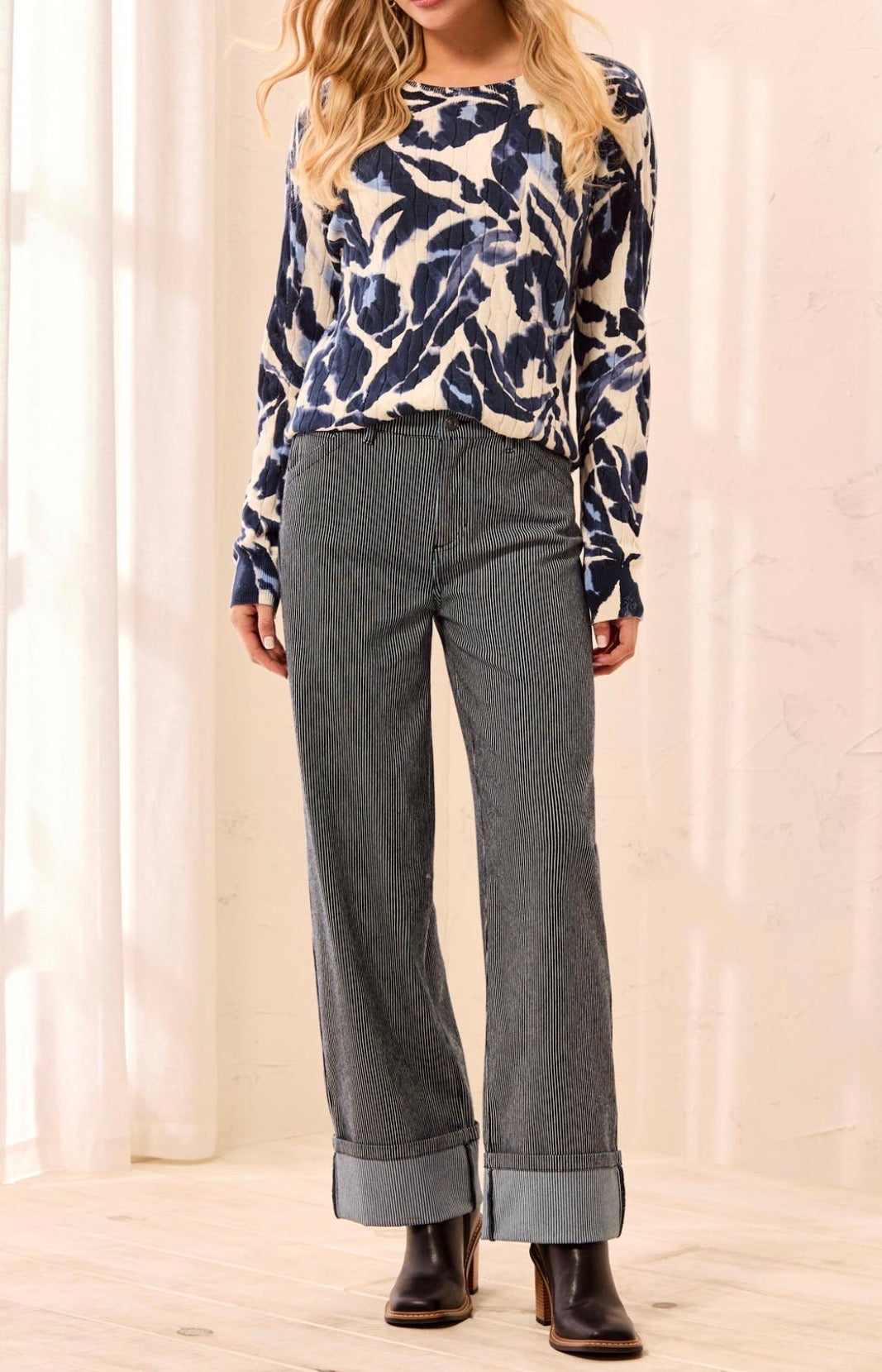 Ankle Pants with Wide Cuff - Sapphire