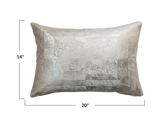 Velvet Printed Lumbar Pillow with Gold Foil