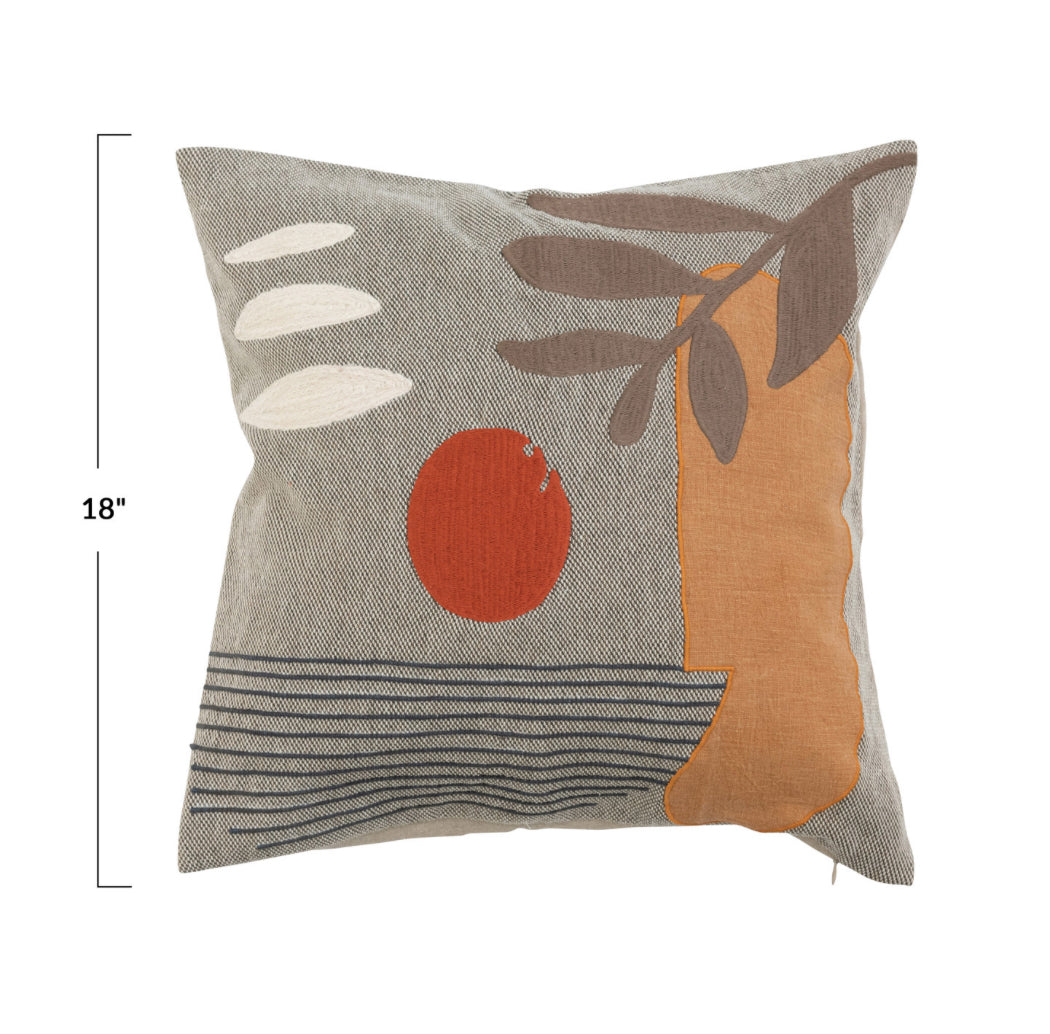 Patchwork & Embroidery Throw Pillow