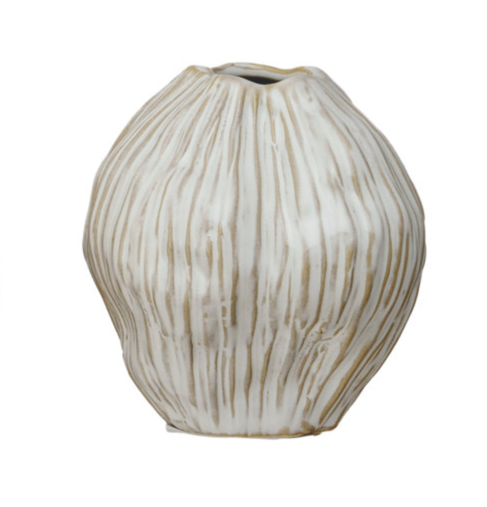 Whispering White Pleated Vase - #3