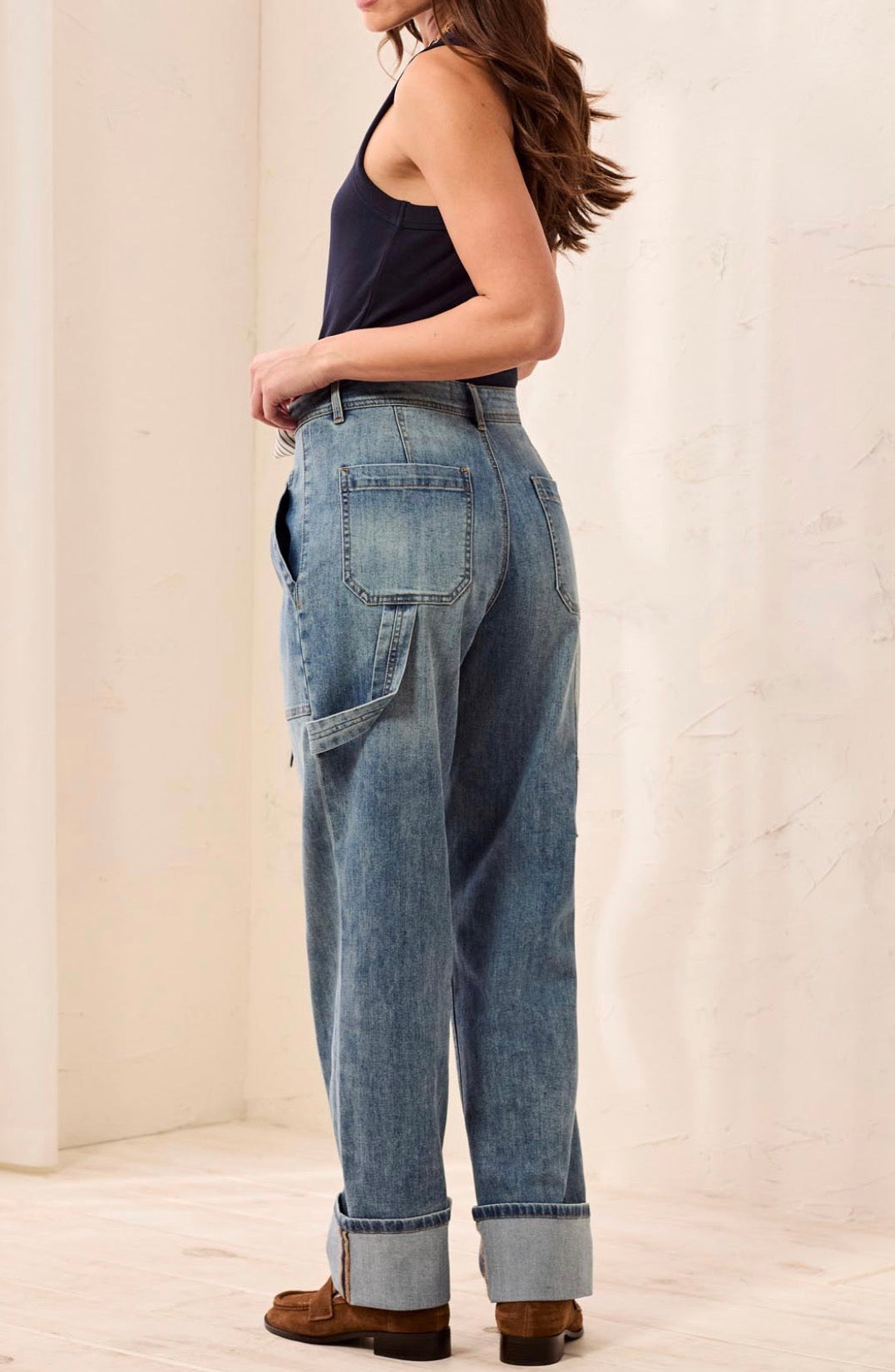 Audrey Carpenter Jeans with Removable Scarf - Misty Blue