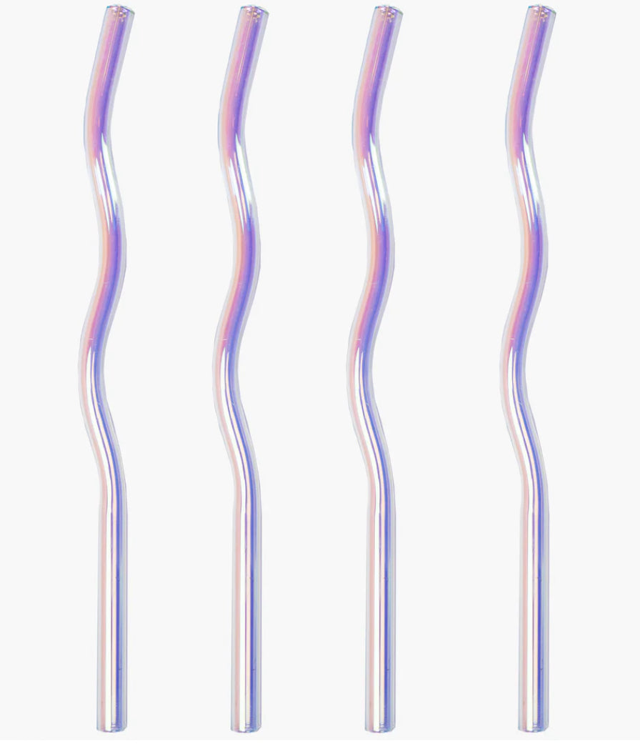 Wavy Glass Straws - Package of 4