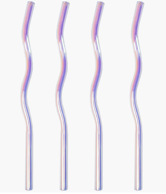 Wavy Glass Straws - Package of 4