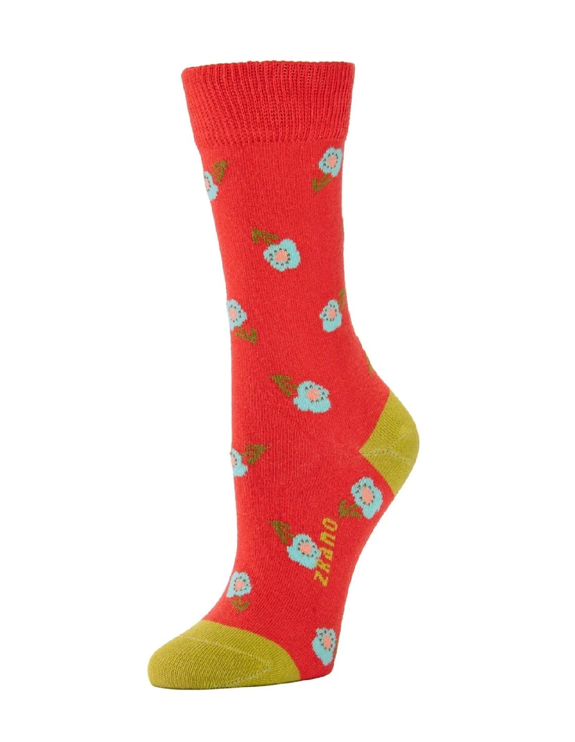 Forget Me Not Crew Socks - Poppy Red