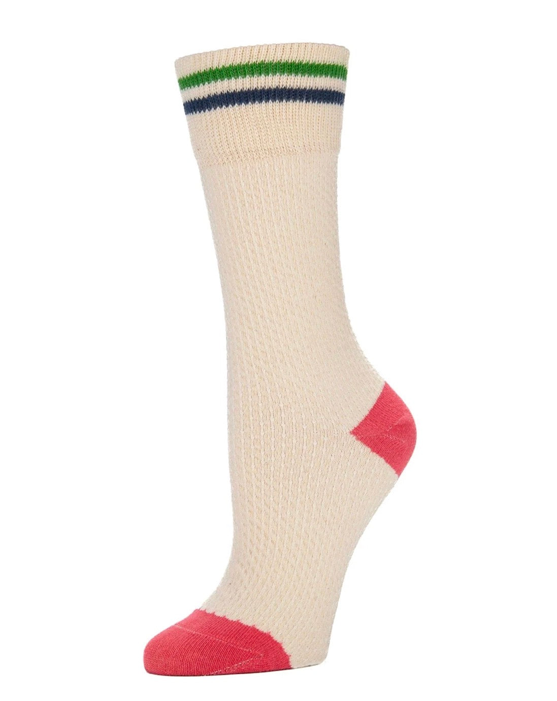 Pintuck Crew Sock - Natural