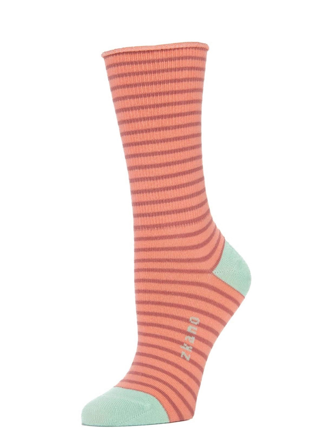 Rose Roll Top Crew Socks - Blush