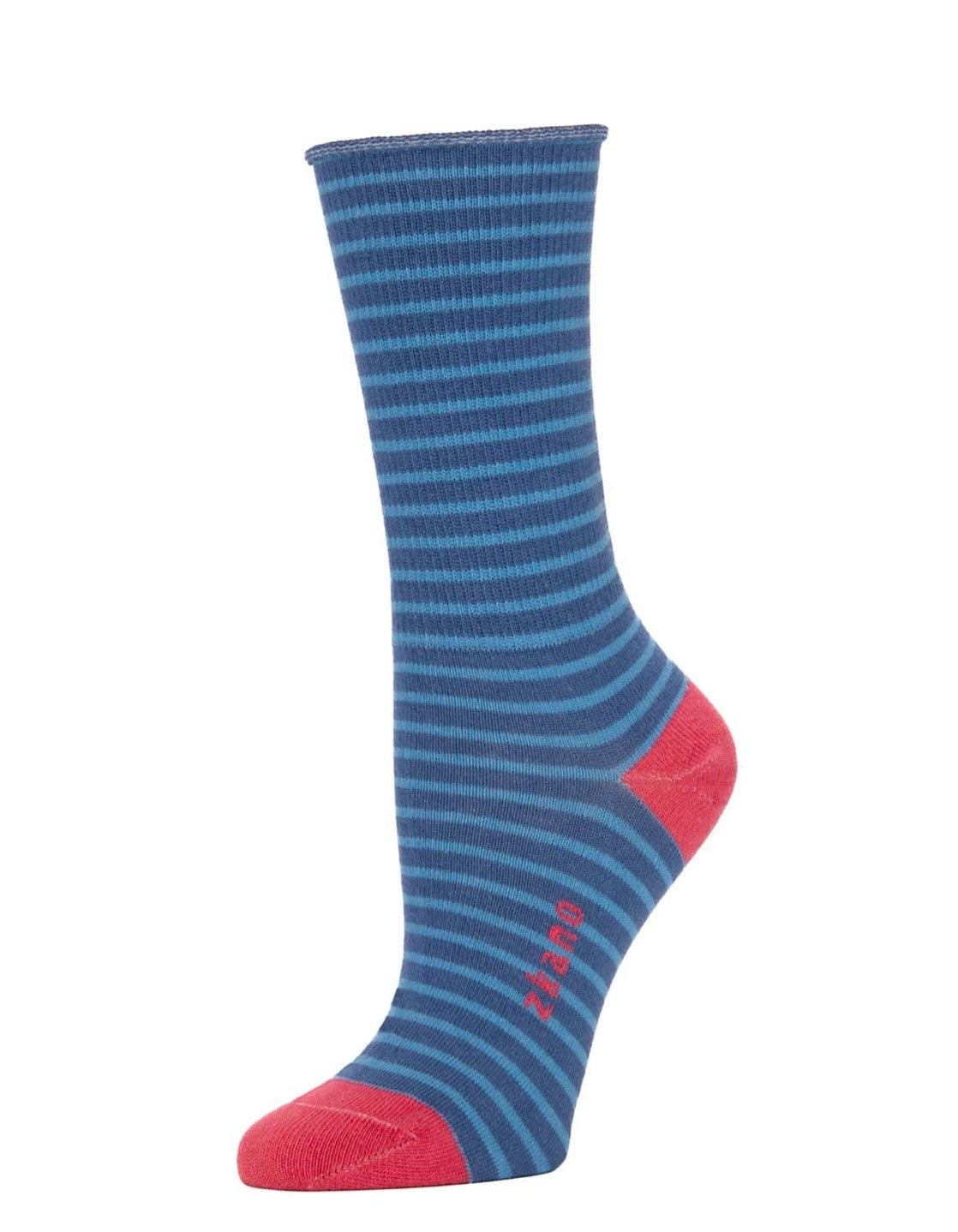 Rose Roll Top Crew Socks - Cornflower