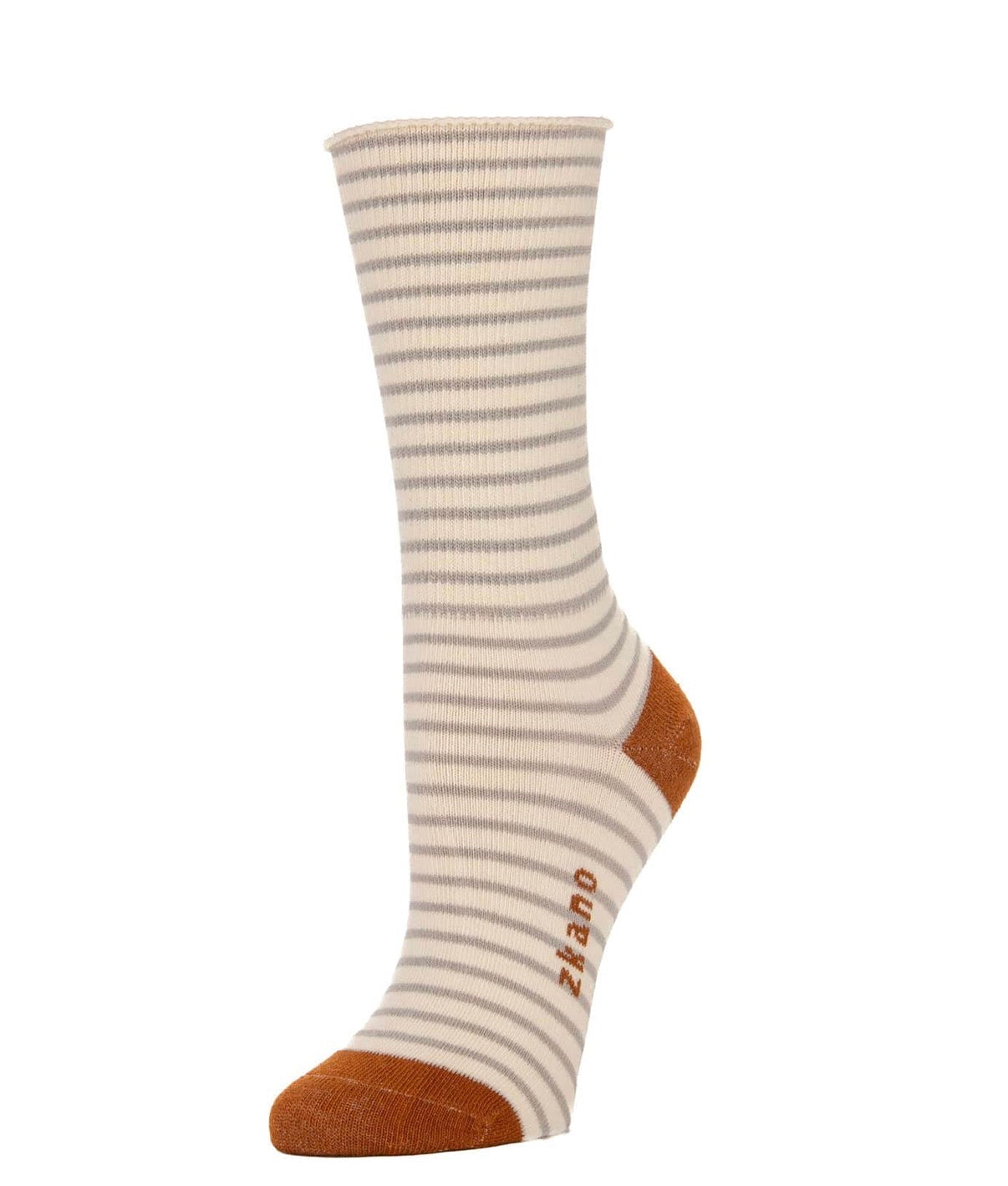 Rose Roll Top Crew Socks - Natural