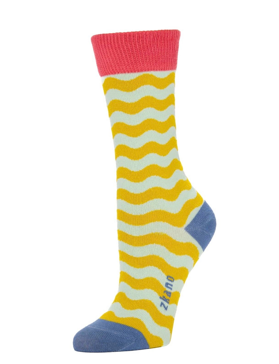 Wavy Stripes Crew Socks - Citron