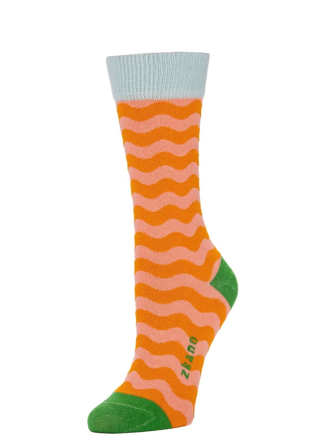 Wavy Stripes Crew Socks - Tangerine
