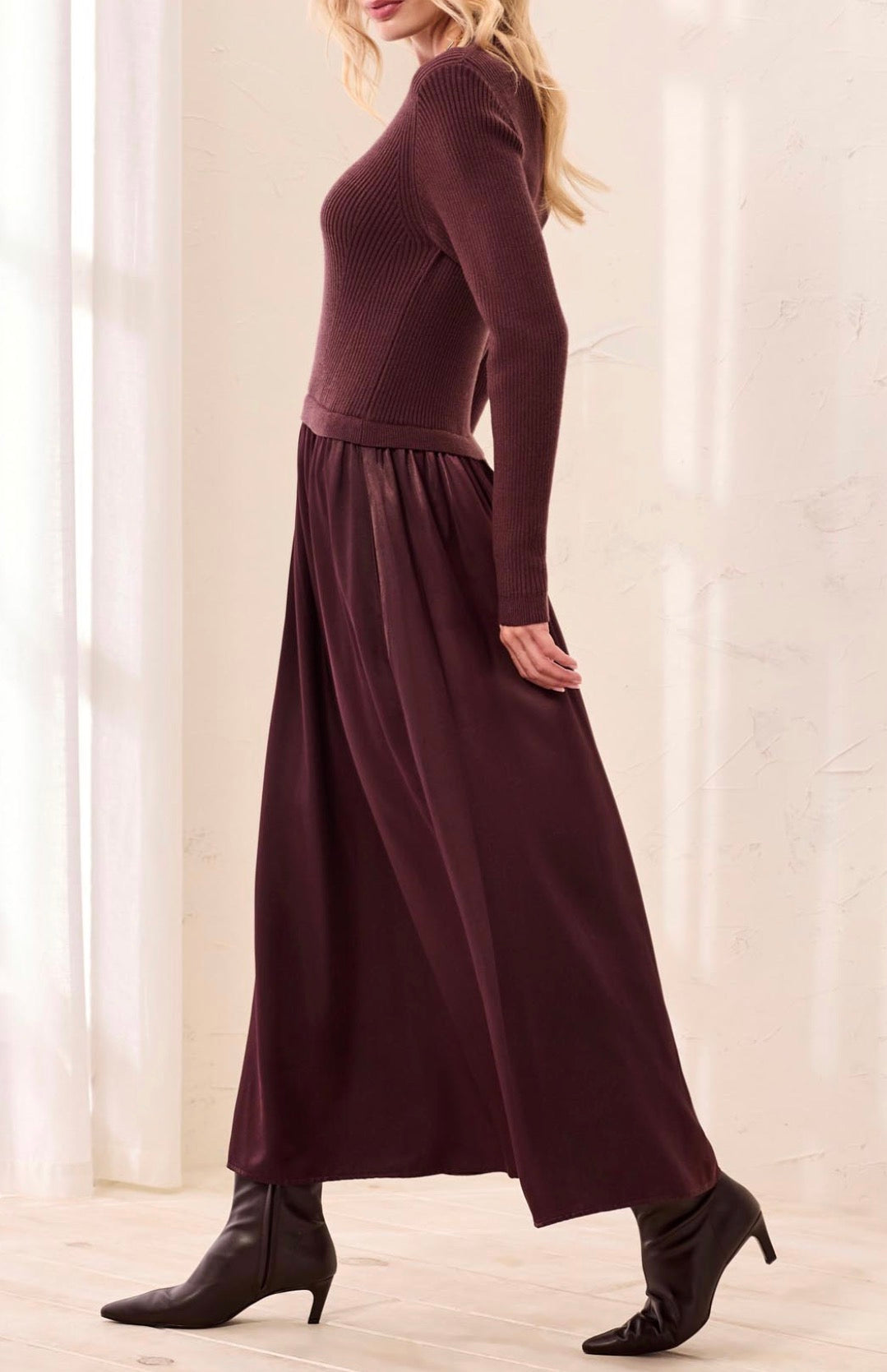 Mixed Media Maxi Dress - Fudge