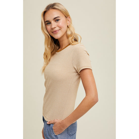 Basic Striped Tee - Ecru/Camel