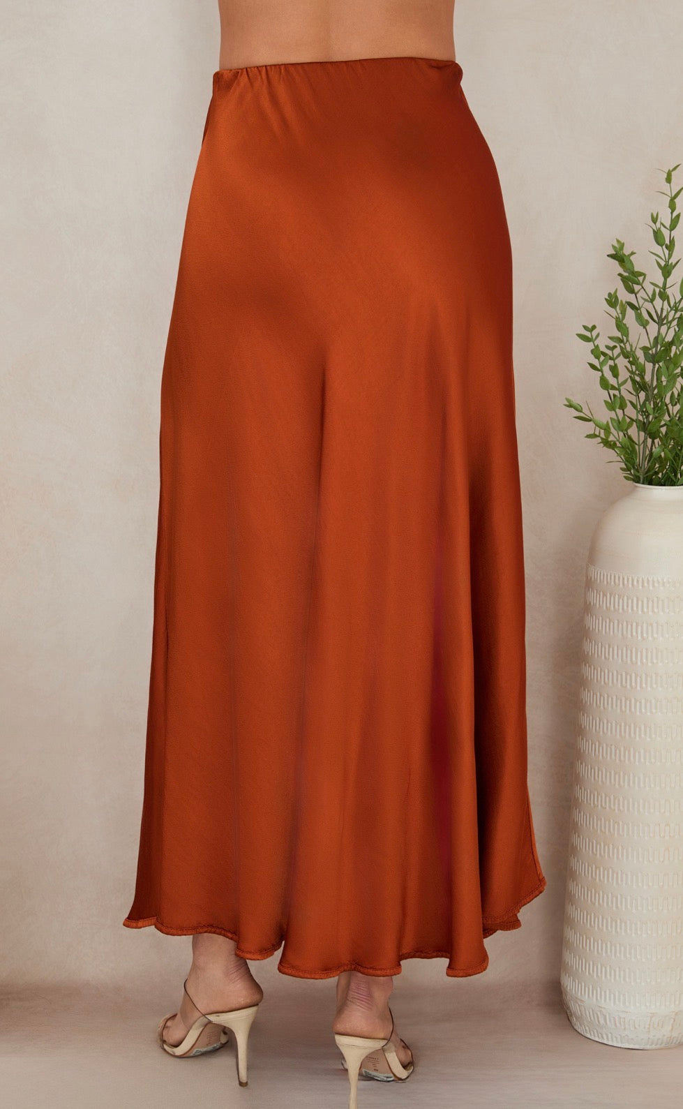 Silky Maxi Skirt - Rust