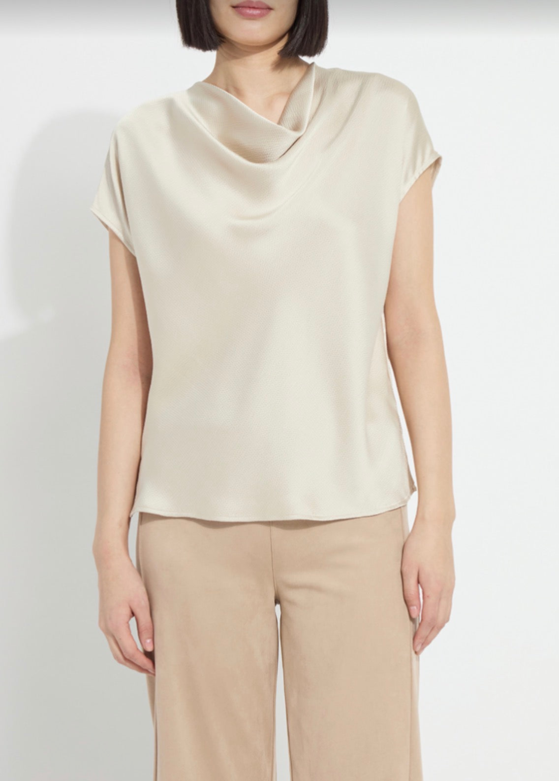 Yasmin Drape Neck Sleeveless Top - Travertine