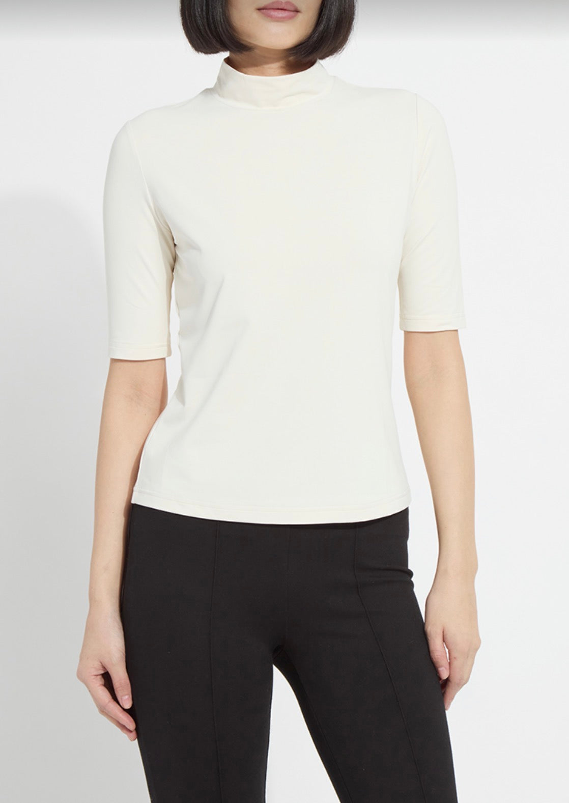 Clara Mock Neck Elbow Sleeve Top - Macadamia