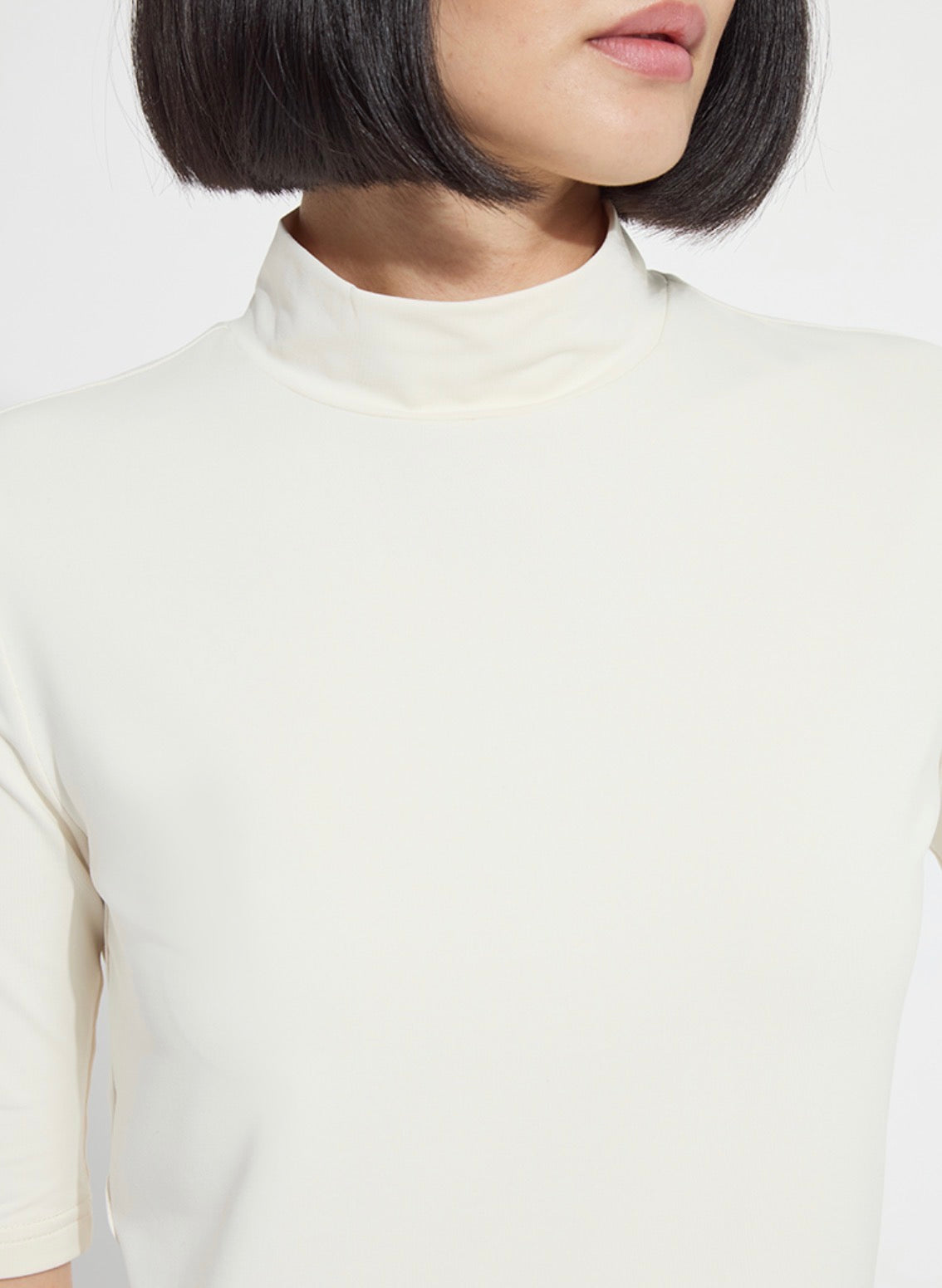 Clara Mock Neck Elbow Sleeve Top - Macadamia