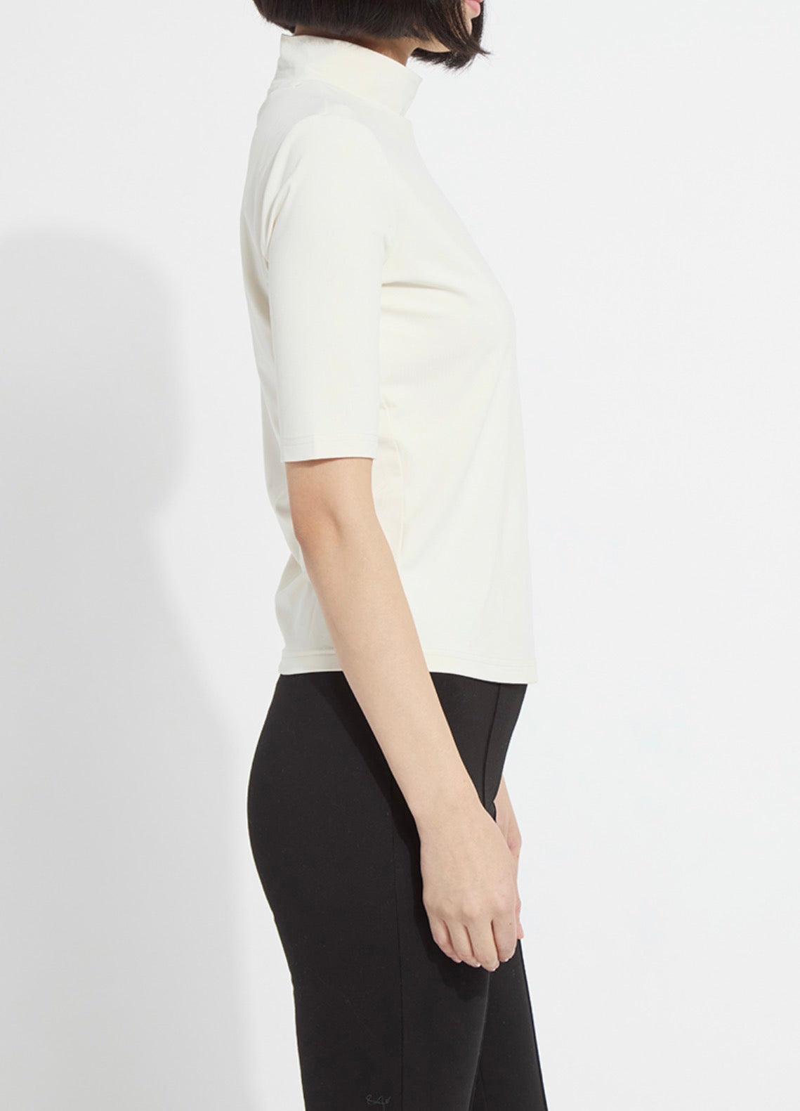 Clara Mock Neck Elbow Sleeve Top - Macadamia