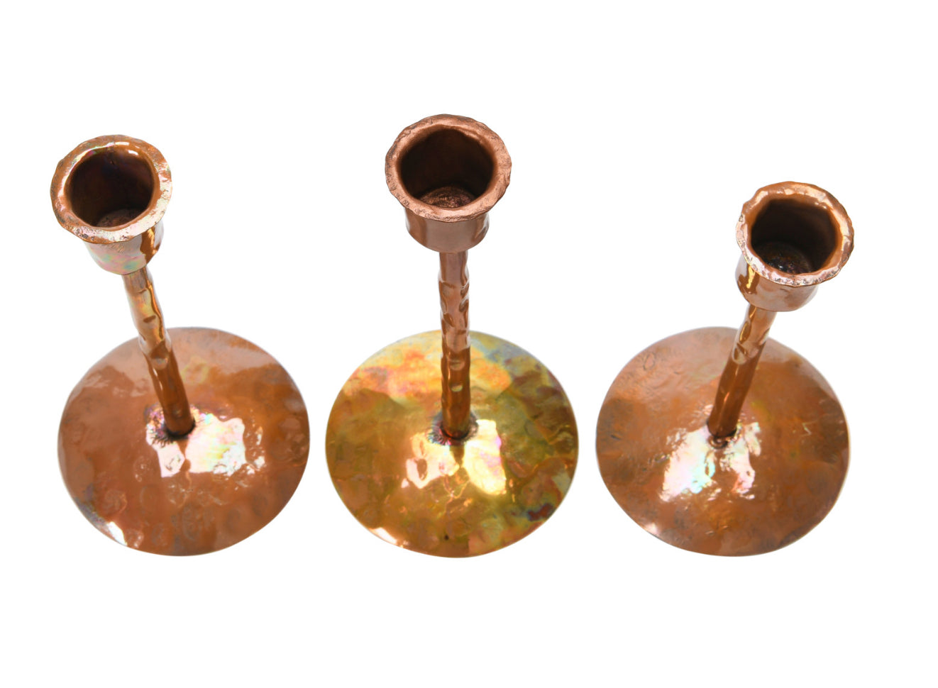 Metal Taper Candle Holders, Burnt Copper Finish - 6.25 Inch