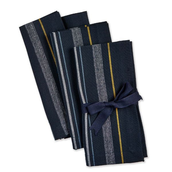 Indigo Striped Cloth Napkins - Set of 4