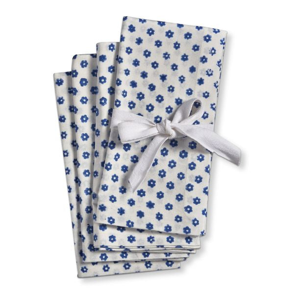 Daisy Block-Printed Cloth Napkins - Set of 4