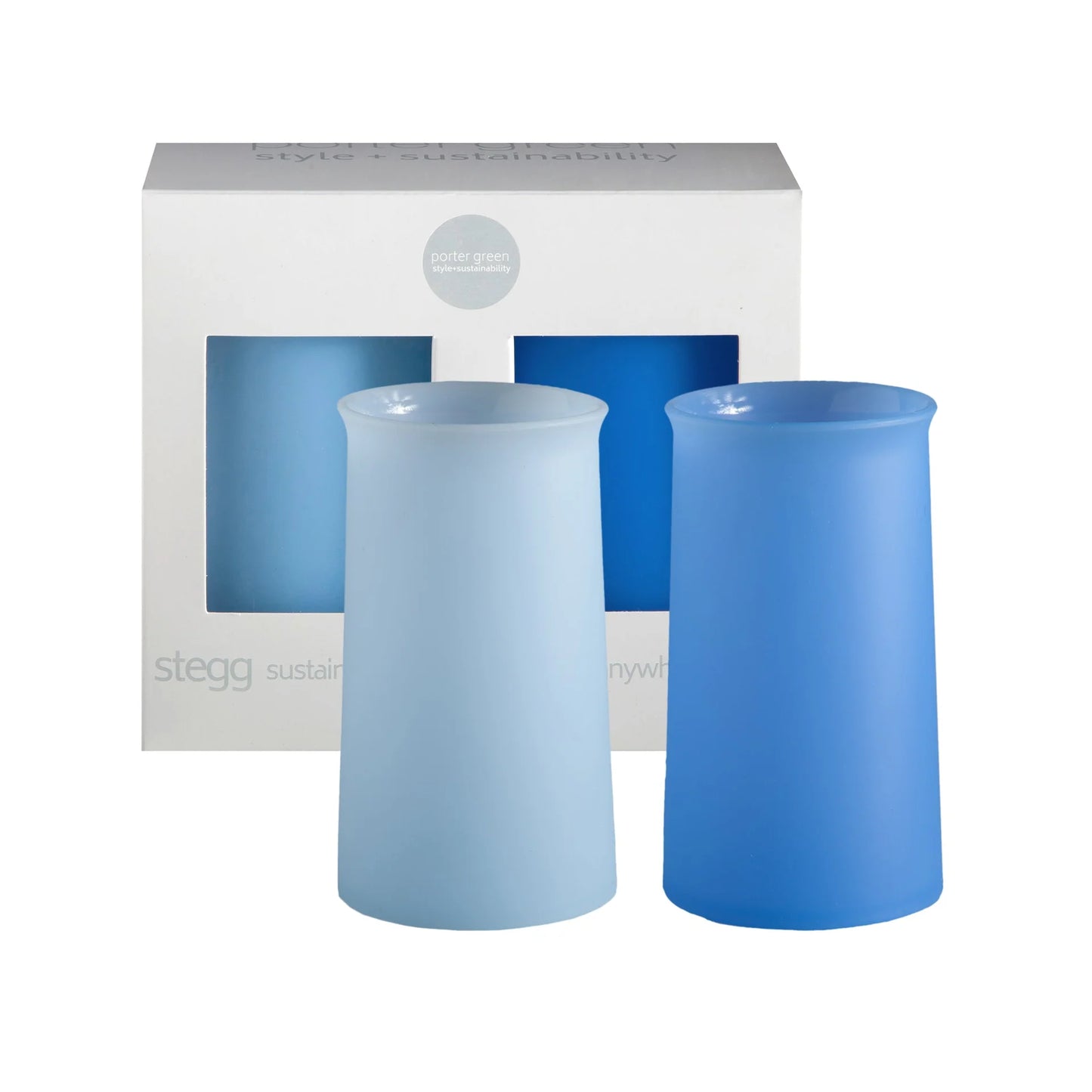 Stegg Unbreakable Drinking Glass - Kingfisher & Sky - Box of 2