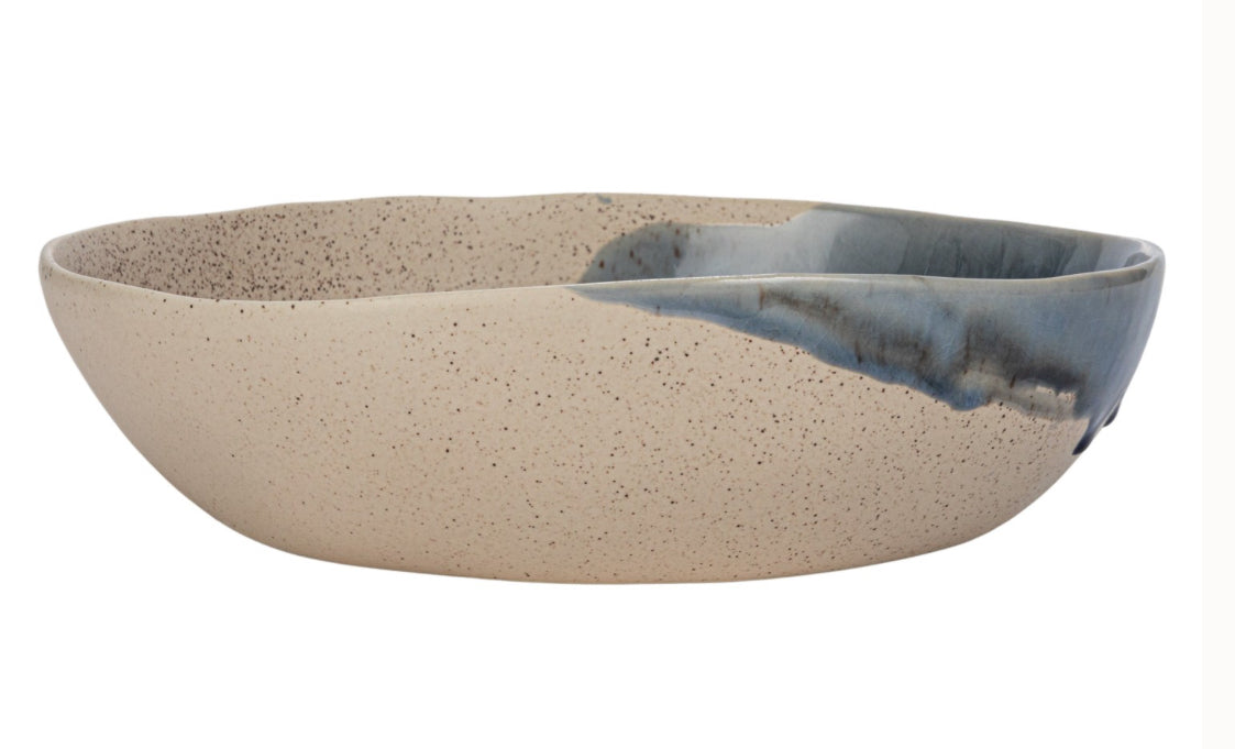 Stoneware Serving Bowl - Blue/Cream