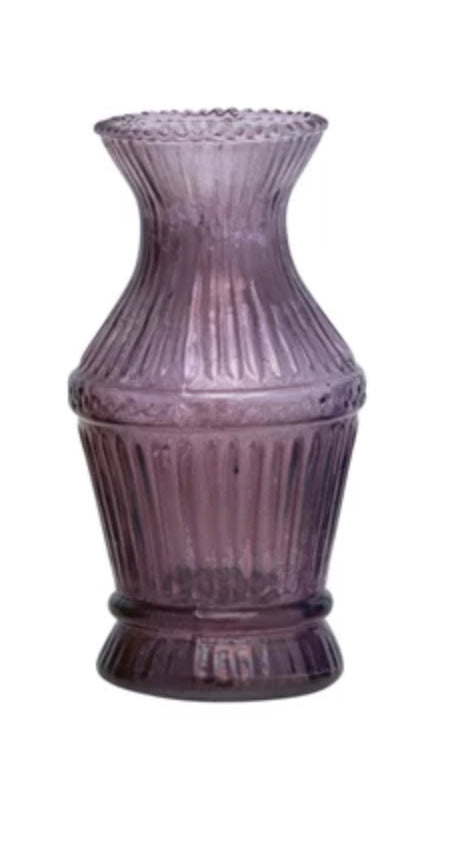 Debossed Glass Bud Vase - Violet