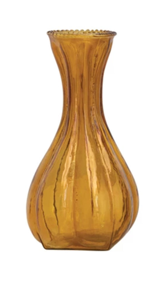 Debossed Glass Bud Vase - Yellow