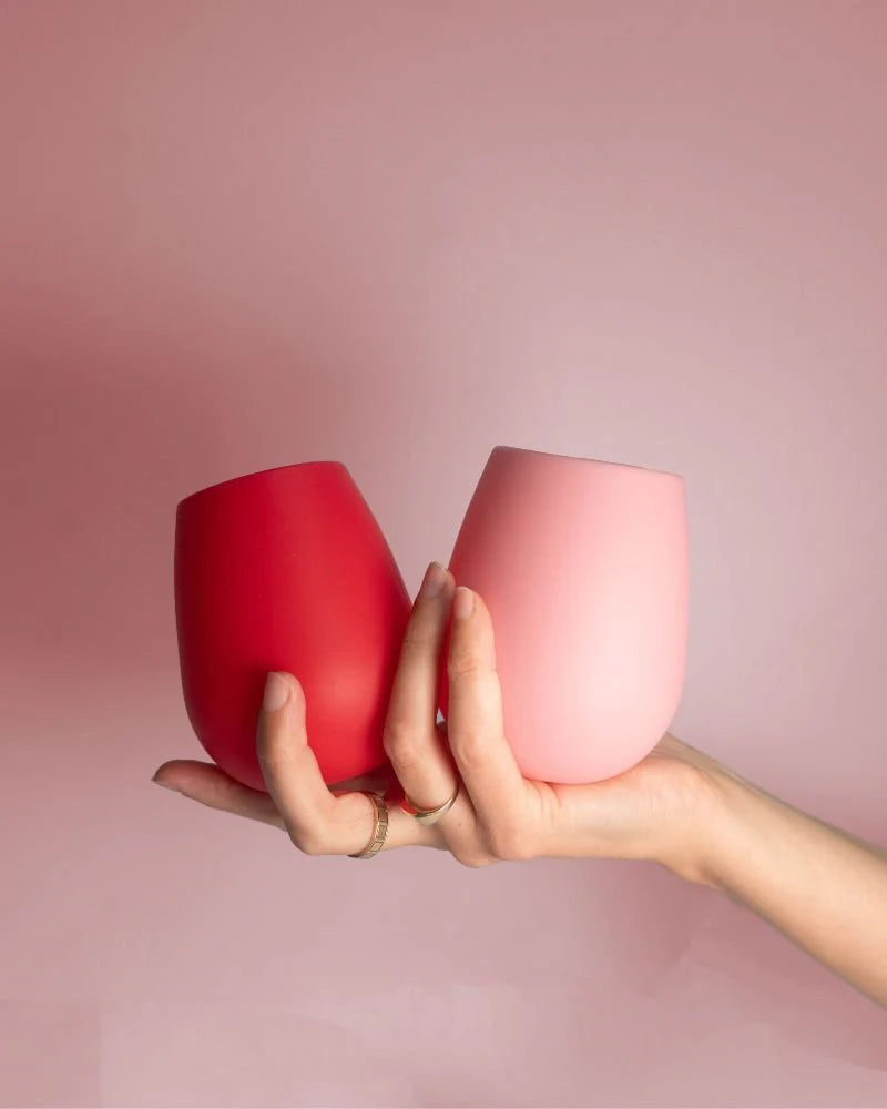 Fegg Unbreakable Stemless Wine Glass - Cherry & Blush - Box of 2