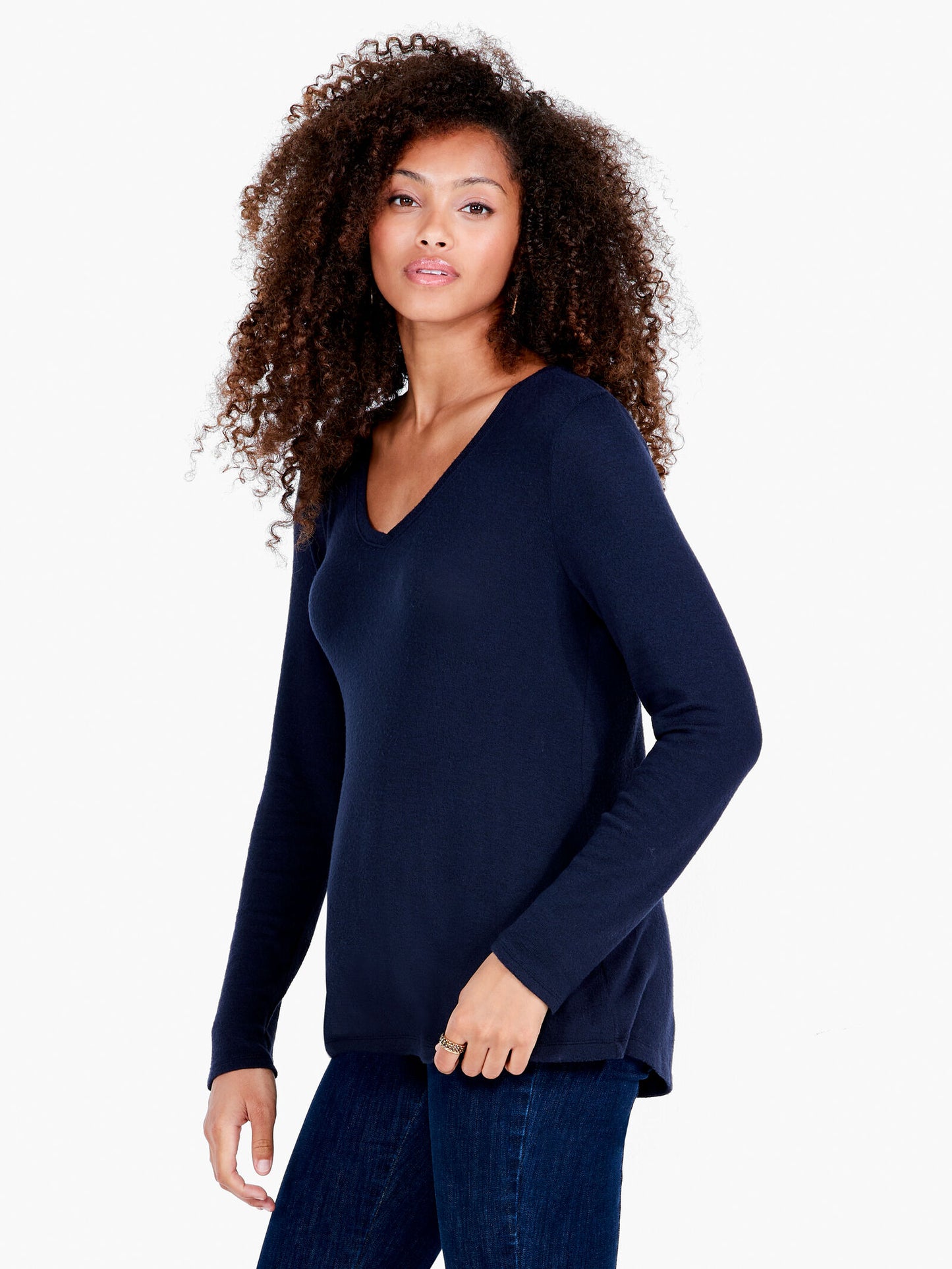 Sweet Dreams Long Sleeve V-Neck Tee - Dark Indigo