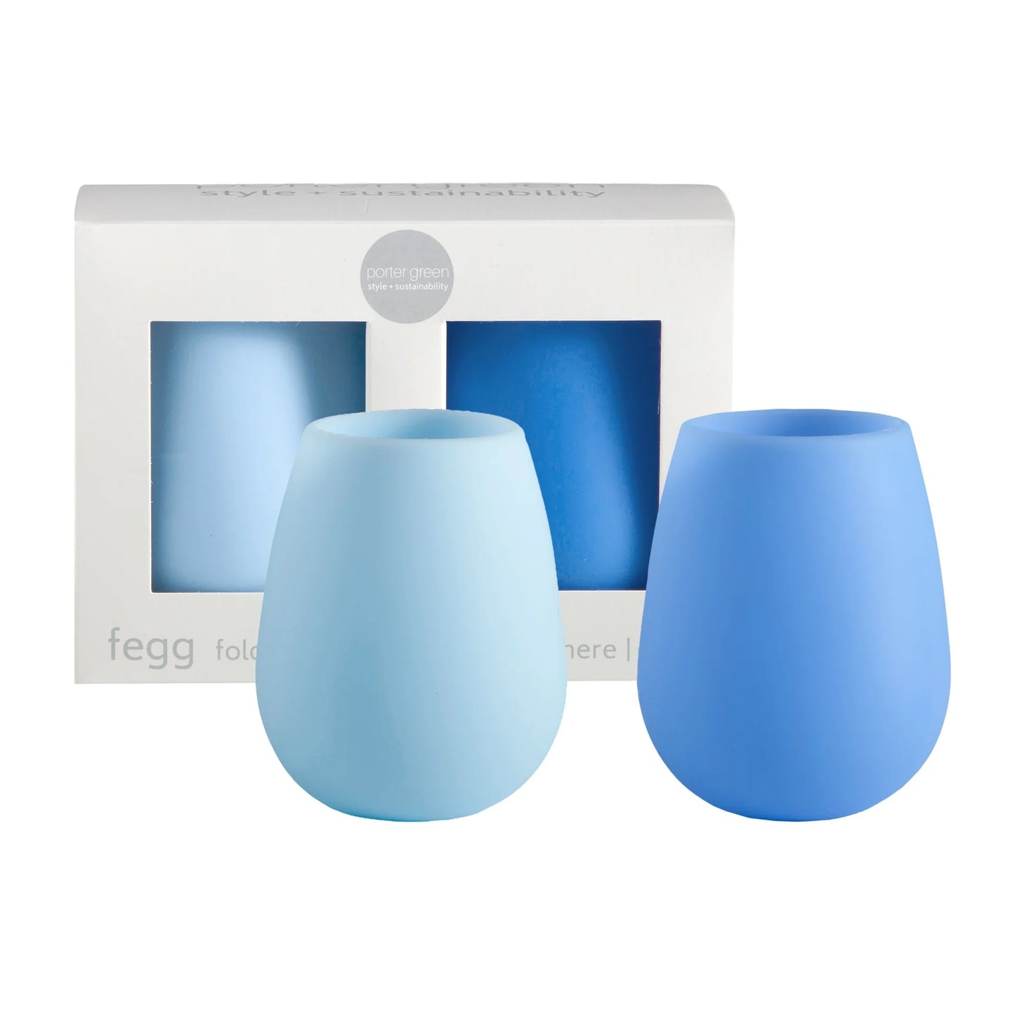 Fegg Unbreakable Stemless Wine Glass - Sky & Kingfisher - Box of 2