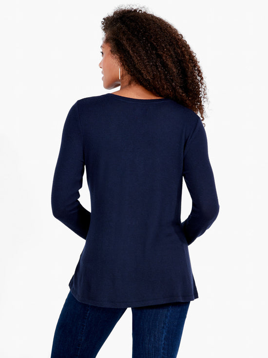 Sweet Dreams Long Sleeve V-Neck Tee - Dark Indigo