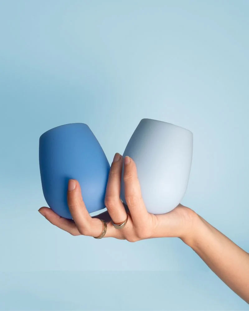 Fegg Unbreakable Stemless Wine Glass - Sky & Kingfisher - Box of 2