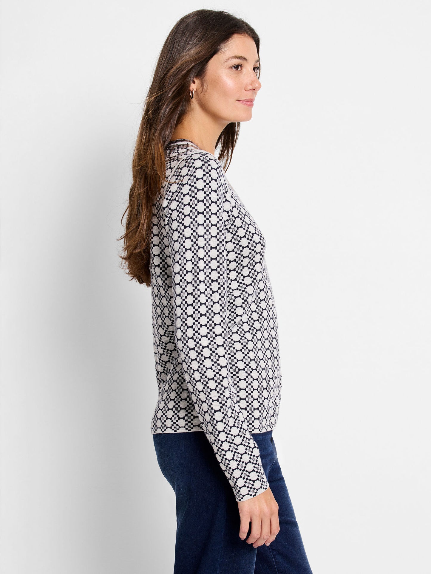 Geo Reversible Pullover Sweater - Indigo Multi