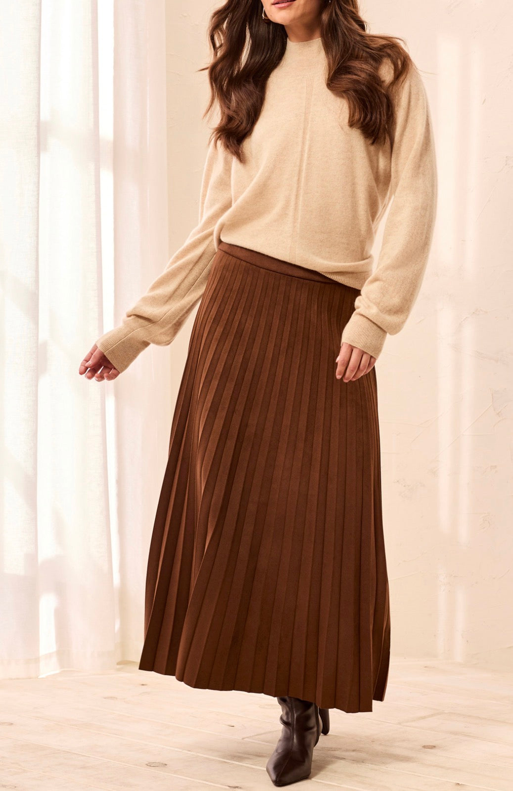 Pull-On Pleated Skirt - Hickory