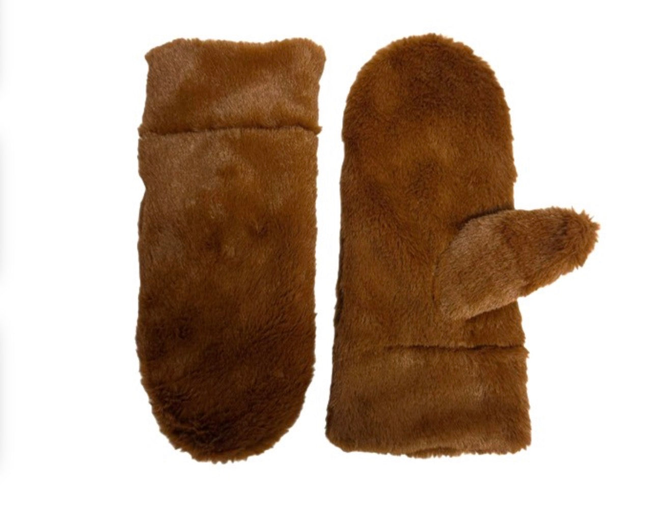 Faux Fur Mittens - Brown