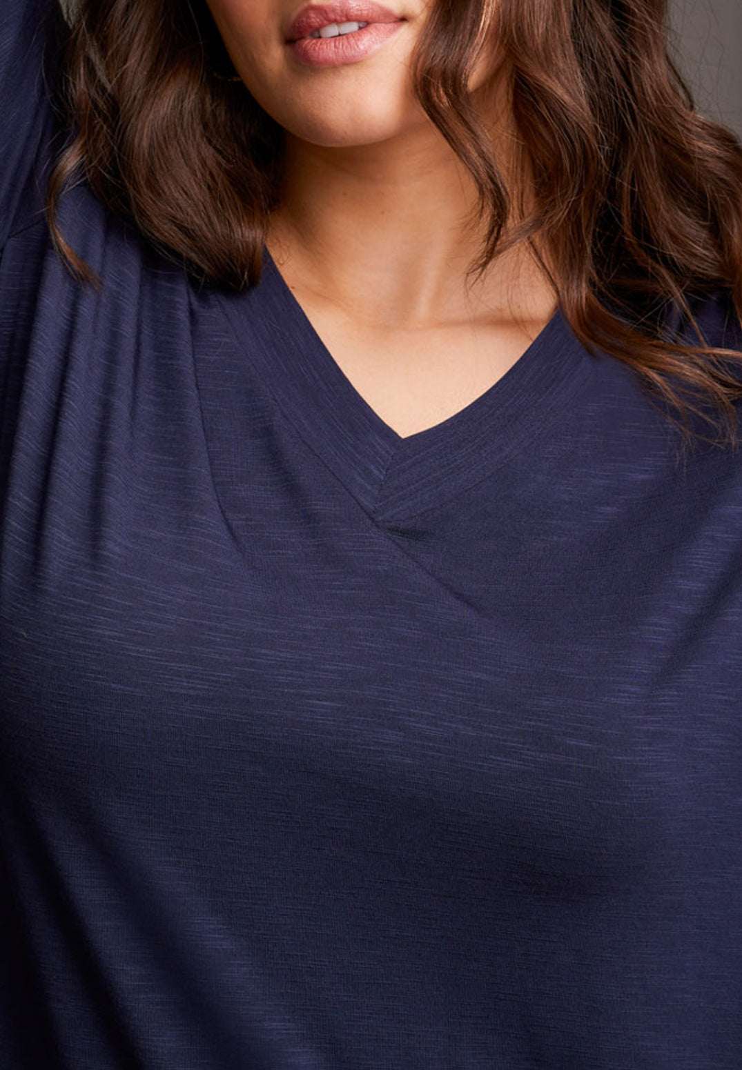 Long Sleeve Top with Side Slits - Sapphire