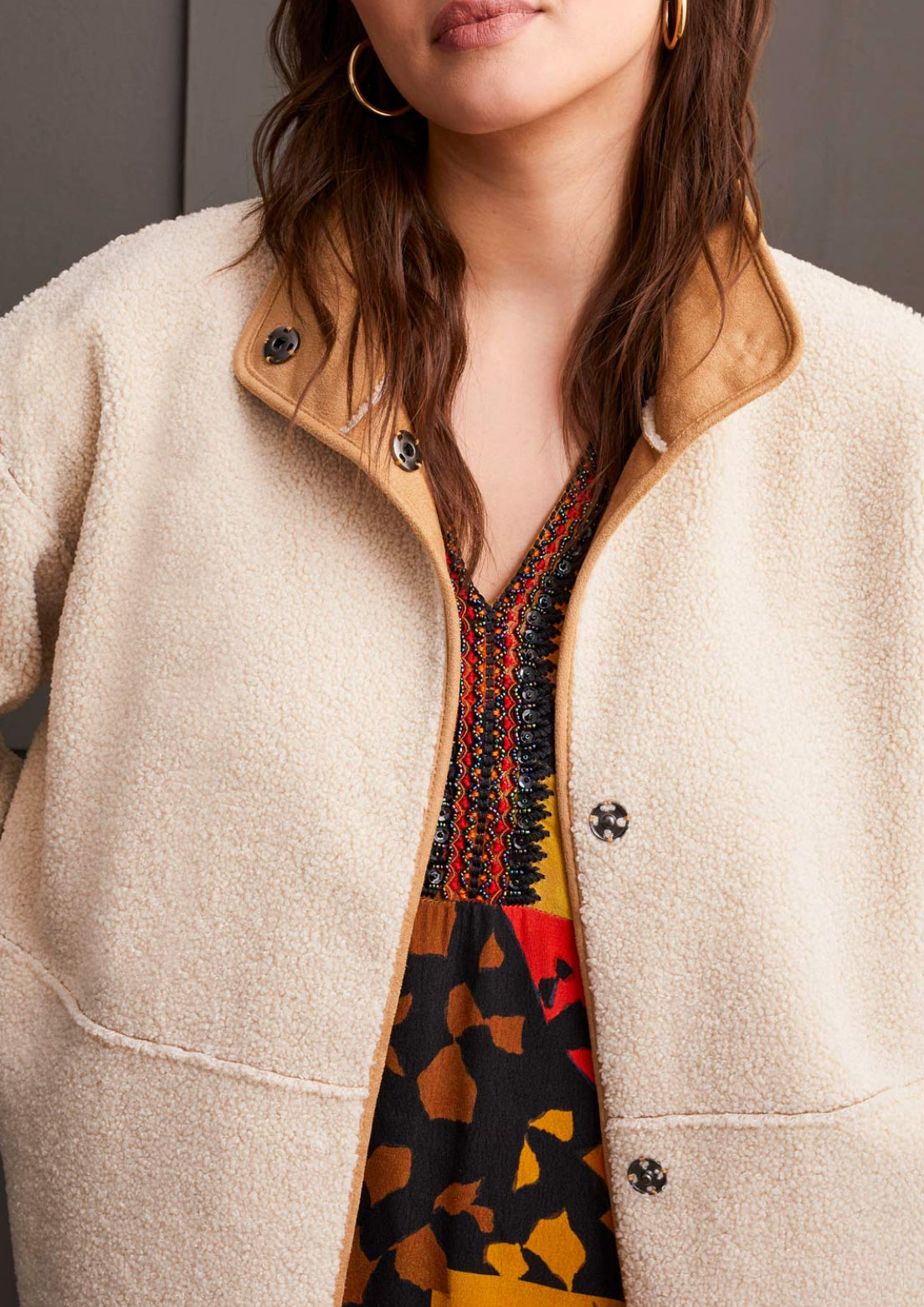 Snap Front Reversible Jacket - Tan