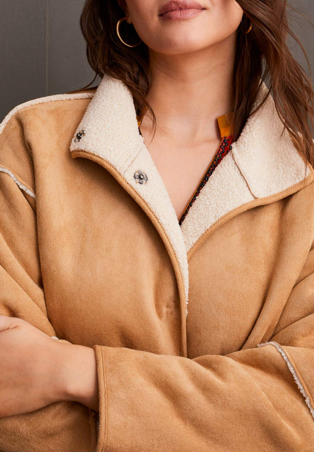 Snap Front Reversible Jacket - Tan