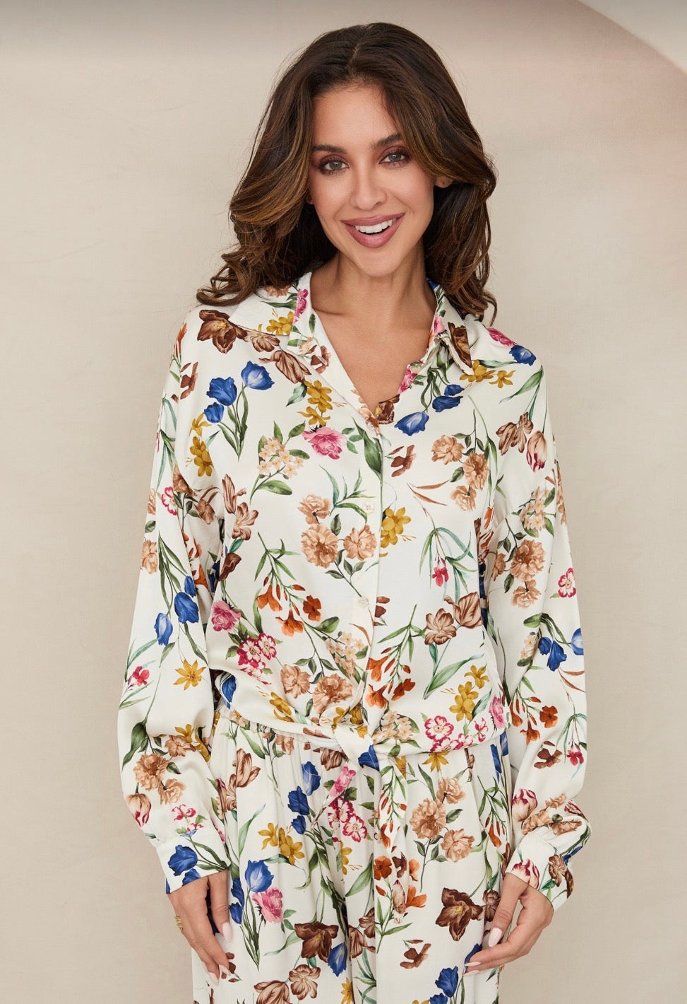 Floral Print Button Front Top