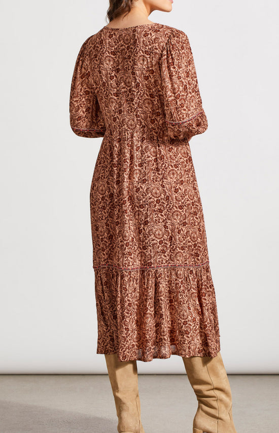 Midi Dress with Embroidery - Cappuccino