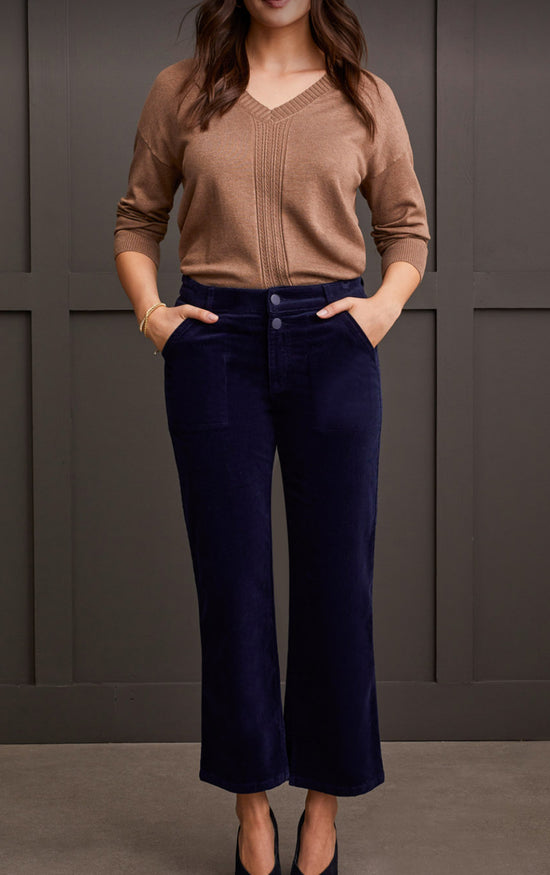 Stretch Corduroy Straight Leg Pants - Sapphire